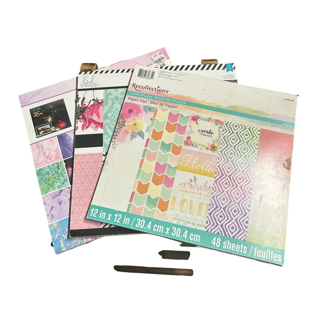 12x12 Scrapbooking Junk Journal Paper Pad Lot (3) Heidi Swapp Recollections - Picture 1 of 4